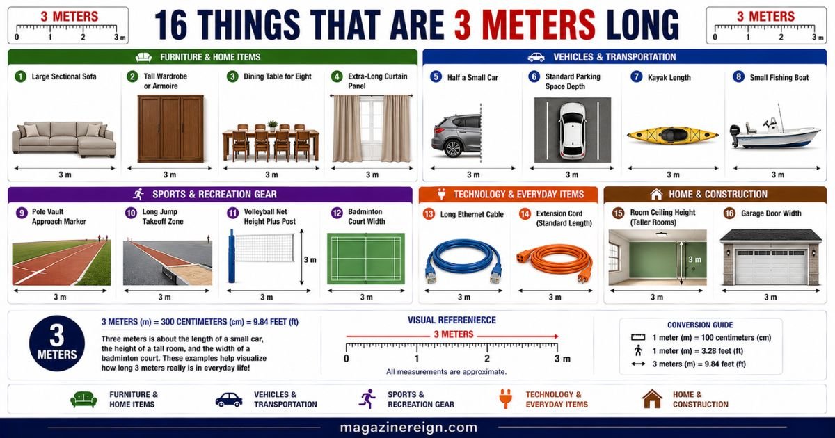 How Long Is 3 Meters 16 Common Things That Are 3 Meters Long